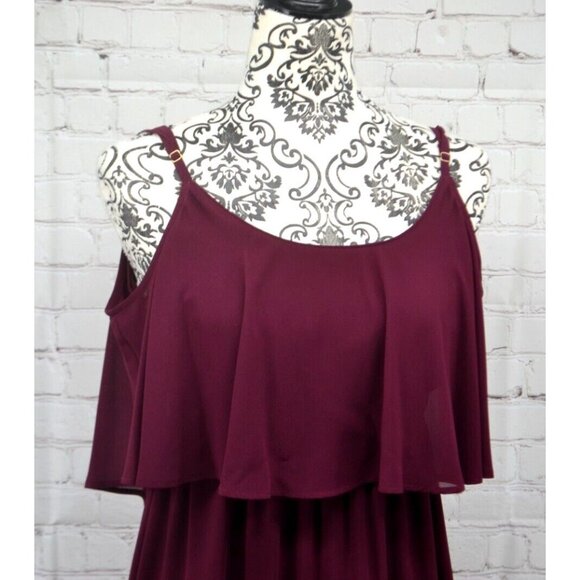 SHOW ME YOUR MUMU Women's Caitlin Ruffle Maxi Dress SIZE‎ MEDIUM Burgundy - Picture 4 of 7